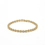 Gold beaded bracelet on a white background