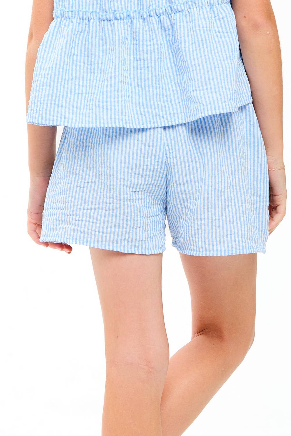 Good Girl - Double Waist Band Striped Gauze Shorts