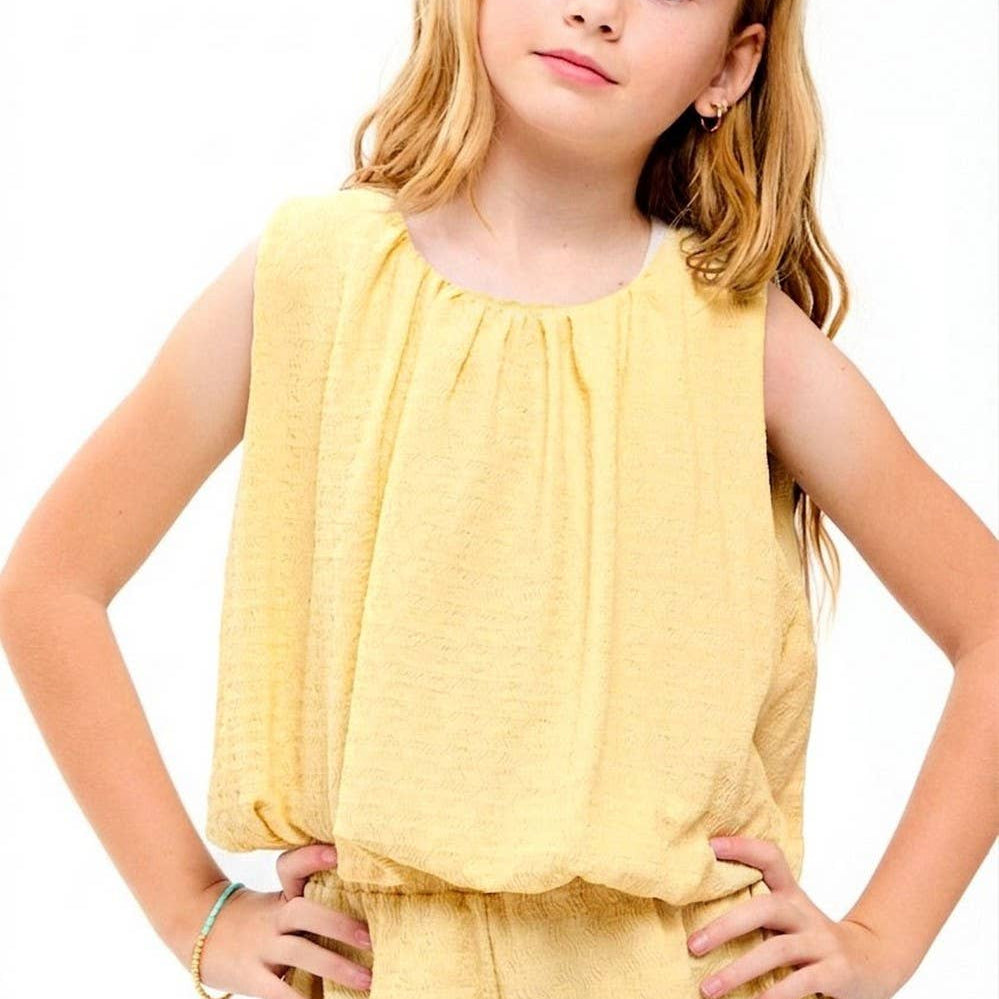 Good Girl - Curly Wrinkled Sleeveless Bubble Top
