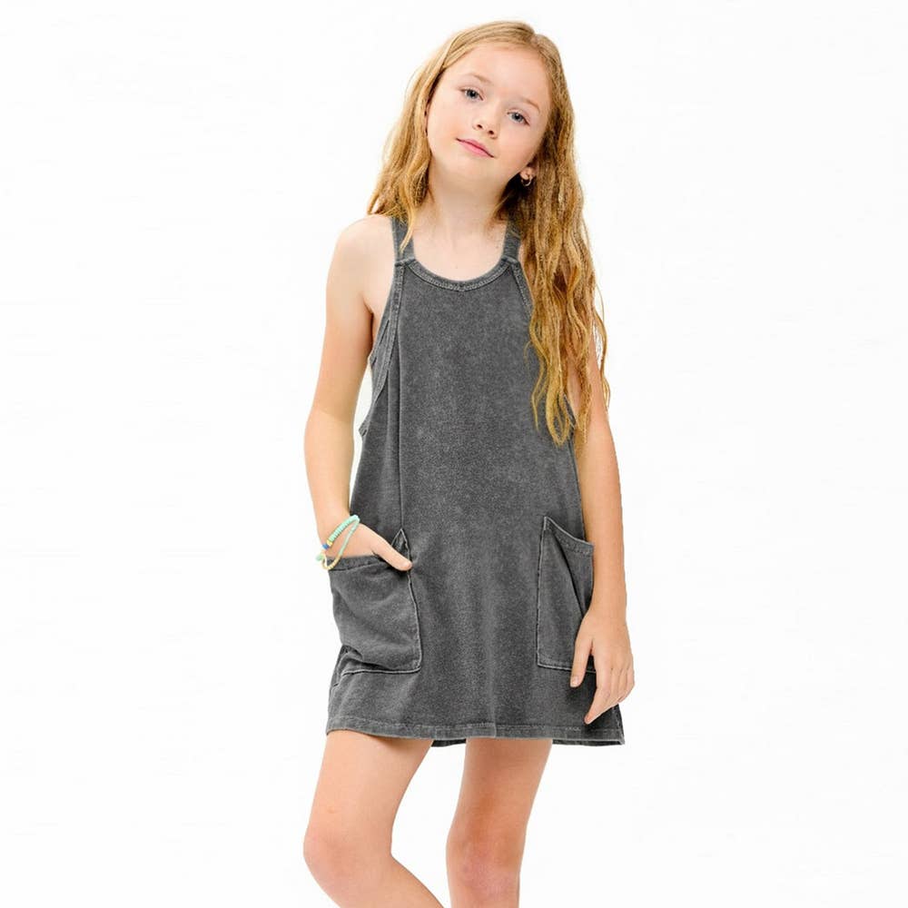 Good Girl - Mineral Washed Dress with Built-in Romper Lining