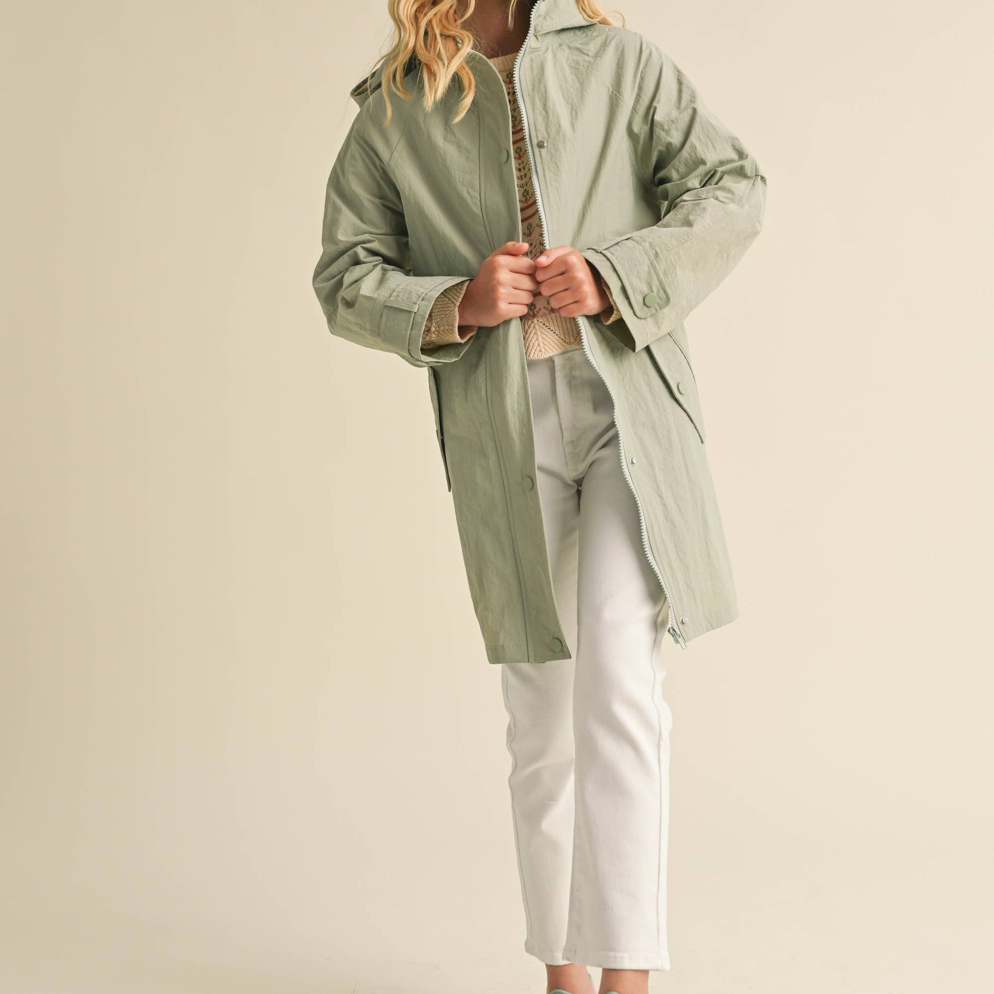 heart and arrow - TWEEN KIDS GIRLS LIGHTWEIGHT LONG PARKA (7-14)