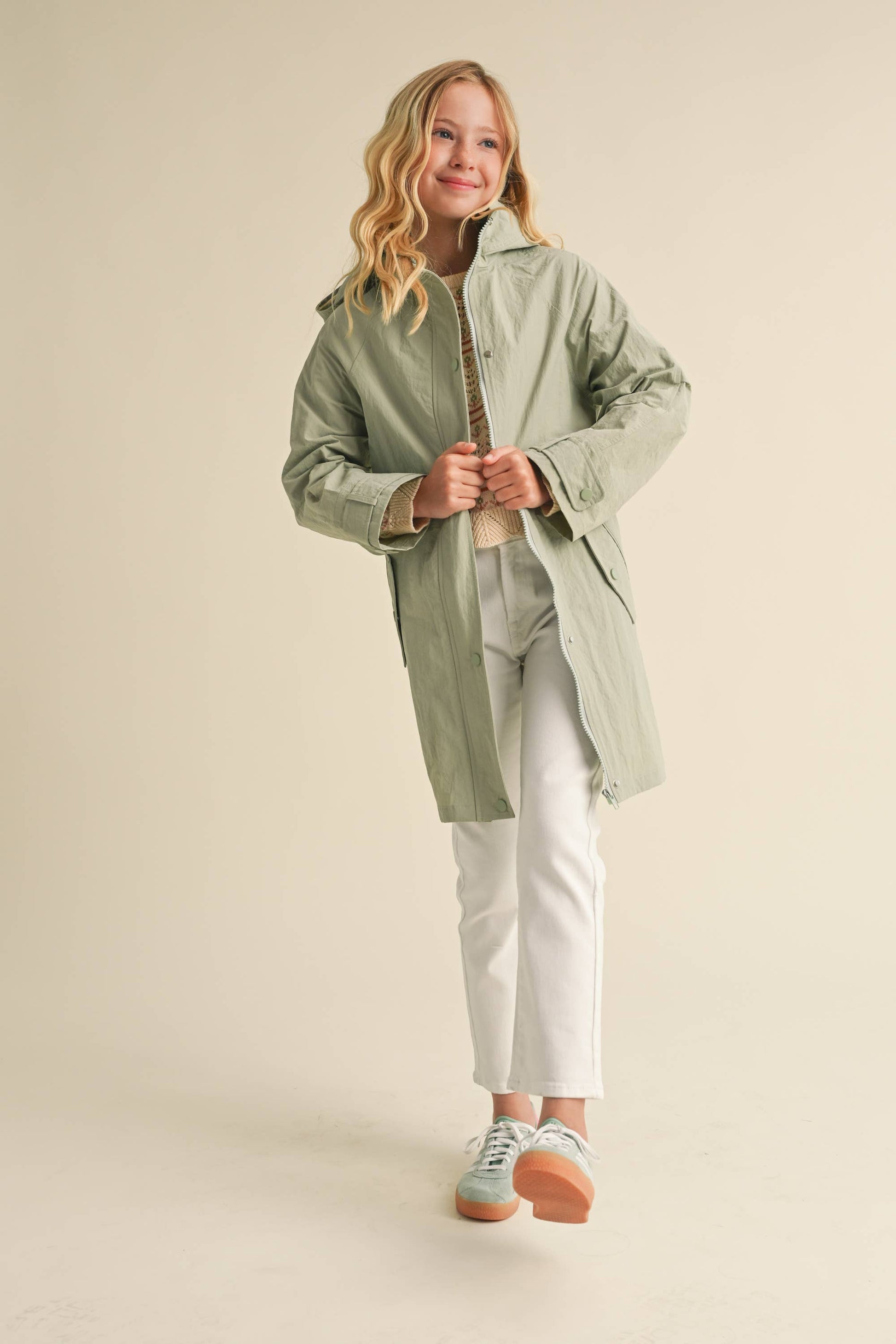 heart and arrow - TWEEN KIDS GIRLS LIGHTWEIGHT LONG PARKA (7-14)