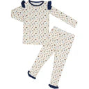 Girls Ruffle Navy Tiger Pom Loungewear Set