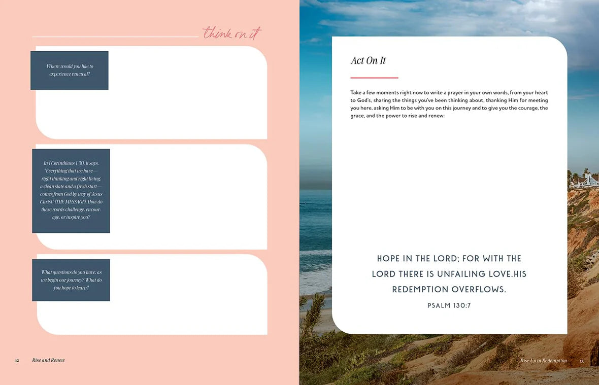 Book or digital page with text and a scenic background of a beach and cliffs.