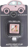 Auto vent clip with pink packaging featuring a car design, labeled 'Spring Dress'.