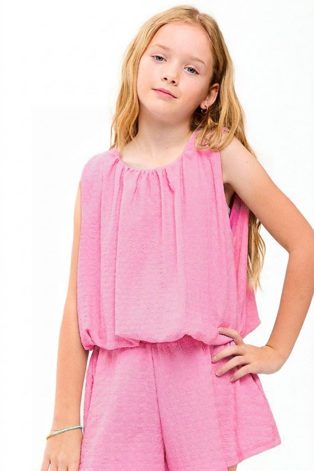 Good Girl - Curly Wrinkled Sleeveless Bubble Top
