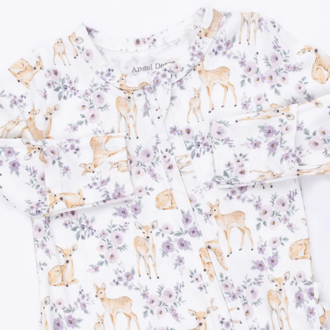 Pattern of deer and flowers on a white background