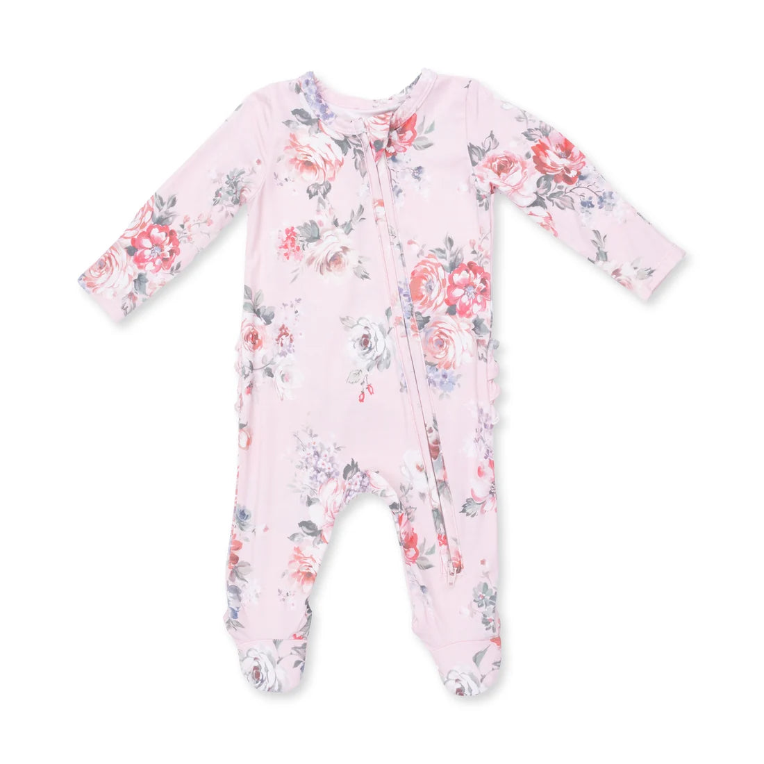 Floral baby onesie on a white background