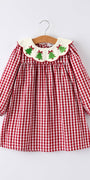 Rylee Faith Designs - Christmas Embroidered Christmas Tree Plaid Girls Dress