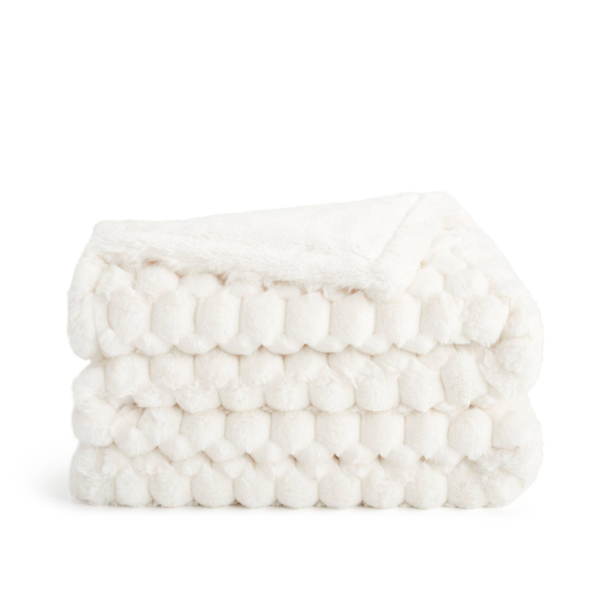 White knitted blanket on a white background
