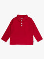 Red long-sleeve polo shirt on a white background
