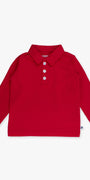 Red long-sleeve polo shirt on a white background