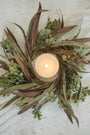 Ragon House - 14" BROWN & GREEN MIXED LEAF CANDLE RING