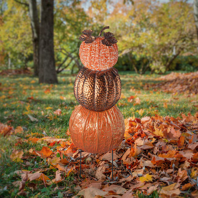 3-ft Stacked Pumpkins Metal Yard Stake