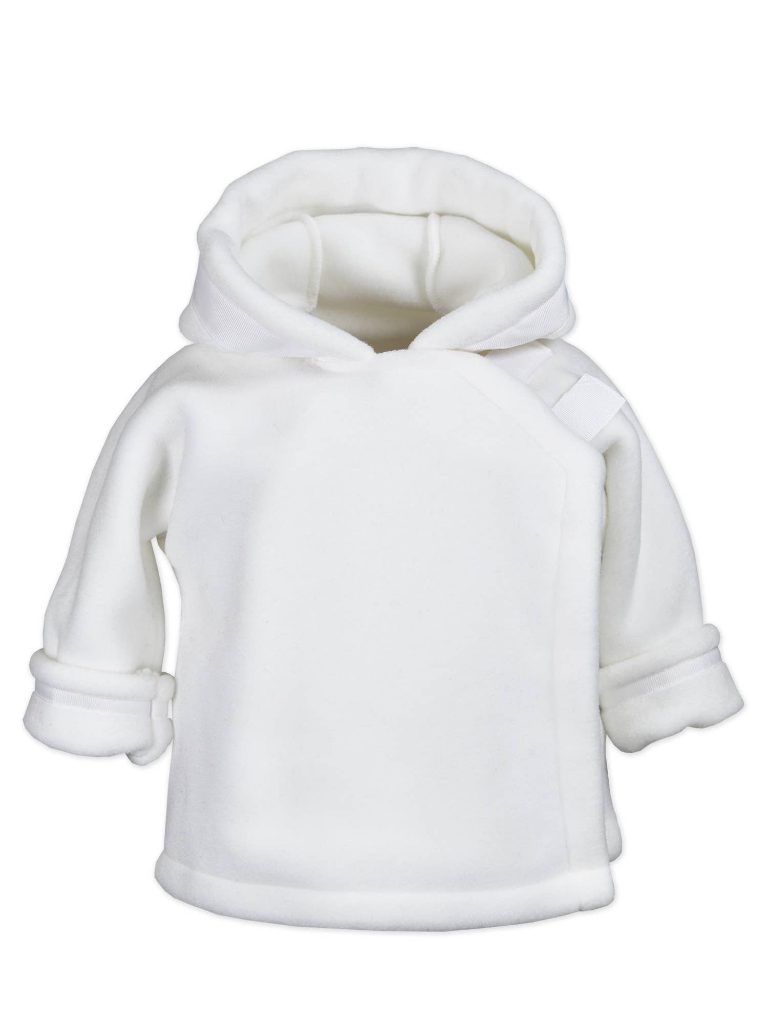 White baby hoodie on a white background