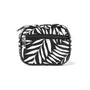 Black and white palm leaf patterned bag on a white background