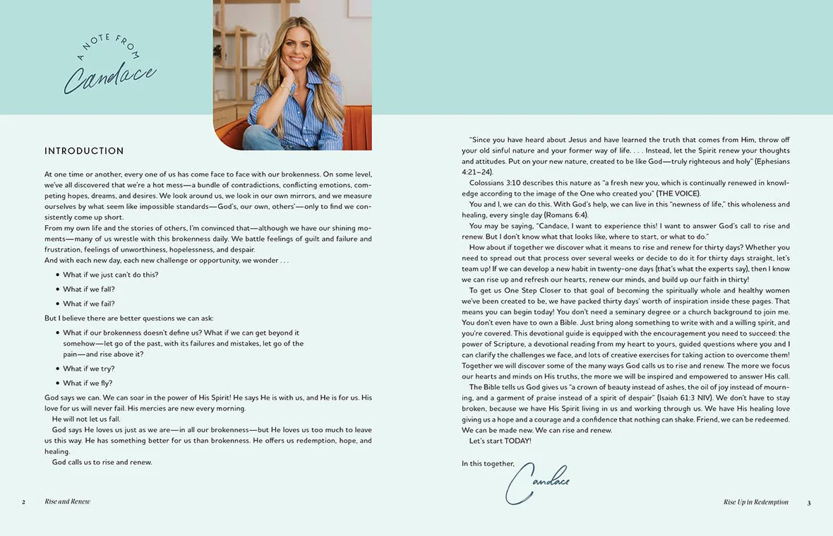 Book page with text and a photo of a woman on a light blue background