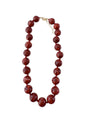 Chunky maroon beaded necklace with silver-tone chain and clasp