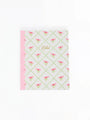 Notebook with floral pattern and 'Notes' text on a white background