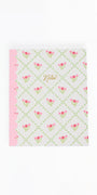 Notebook with floral pattern and 'Notes' text on a white background