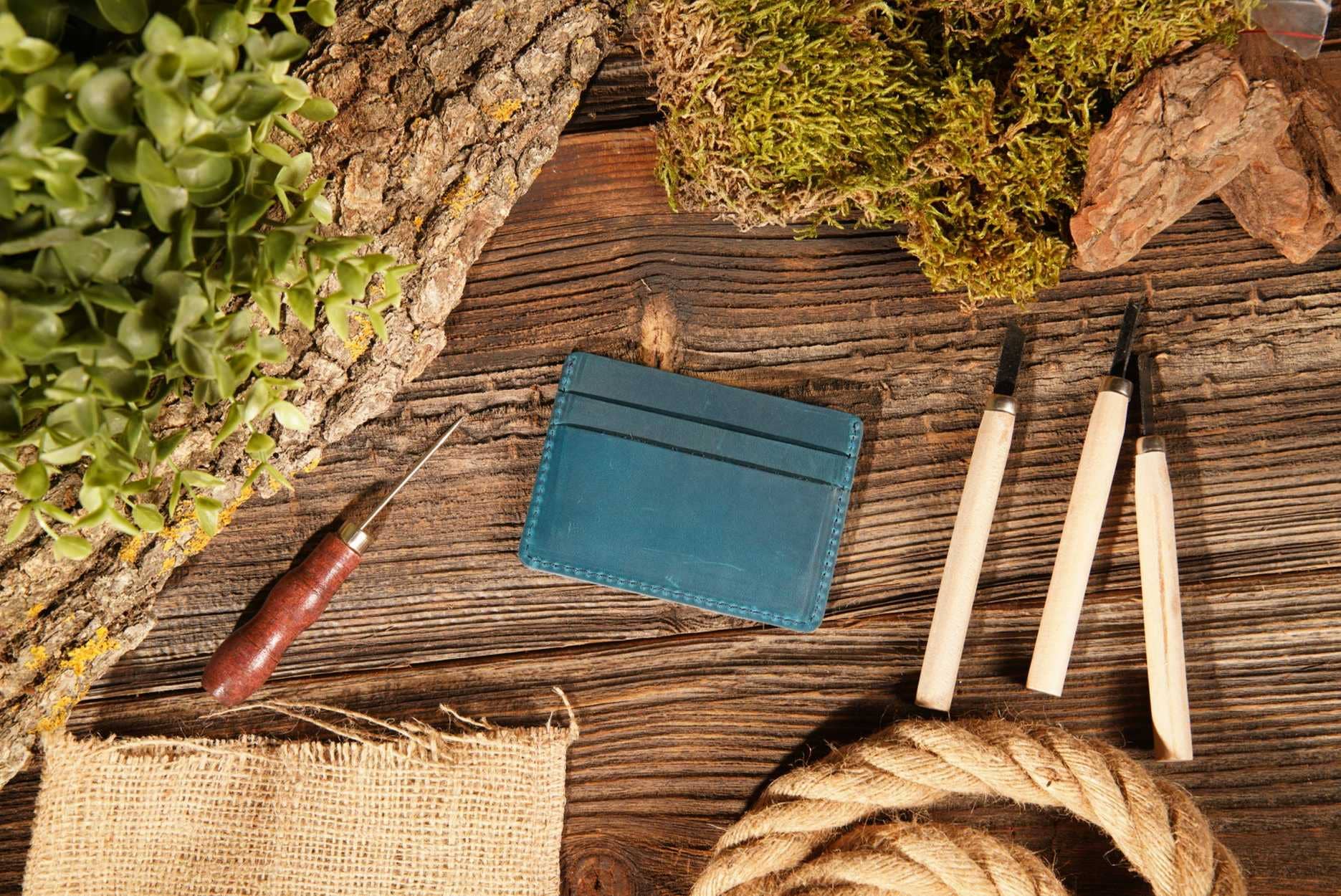 American Leather Goods - Leather Card Holder Wallet, Handmade Wallet for Men
