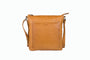 Brown leather crossbody bag on a white background