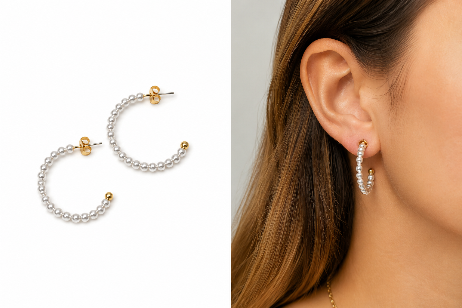 Girlie Girl Originals - ER-HP-1000 PEARL HOOP EARRINGS