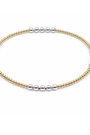Bracelet with alternating gold and silver beads on a white background