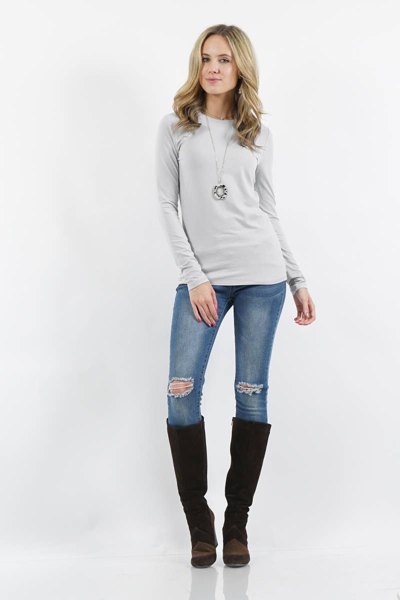 42POPS - `Microfiber Long Sleeve Tee Zenana