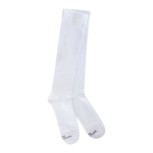 White knee-high socks on a white background