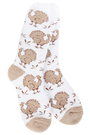 White sock with brown turkey pattern on a white background