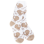 White sock with brown turkey pattern on a white background