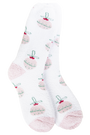 White socks with Christmas pattern on a white background