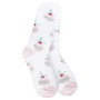 White socks with Christmas pattern on a white background