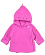 Pink children's hoodie with a hood on a white background
