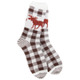 Sock with moose and plaid pattern on a white background