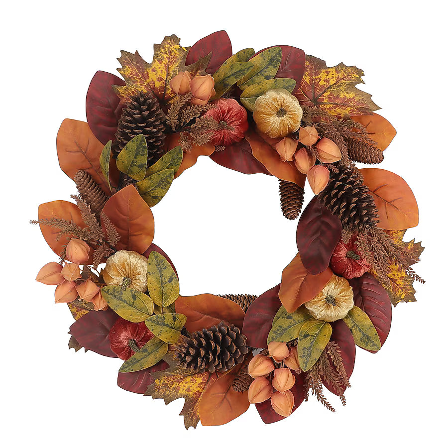 2-ft Harvest Pumpkin Artificial Wreath