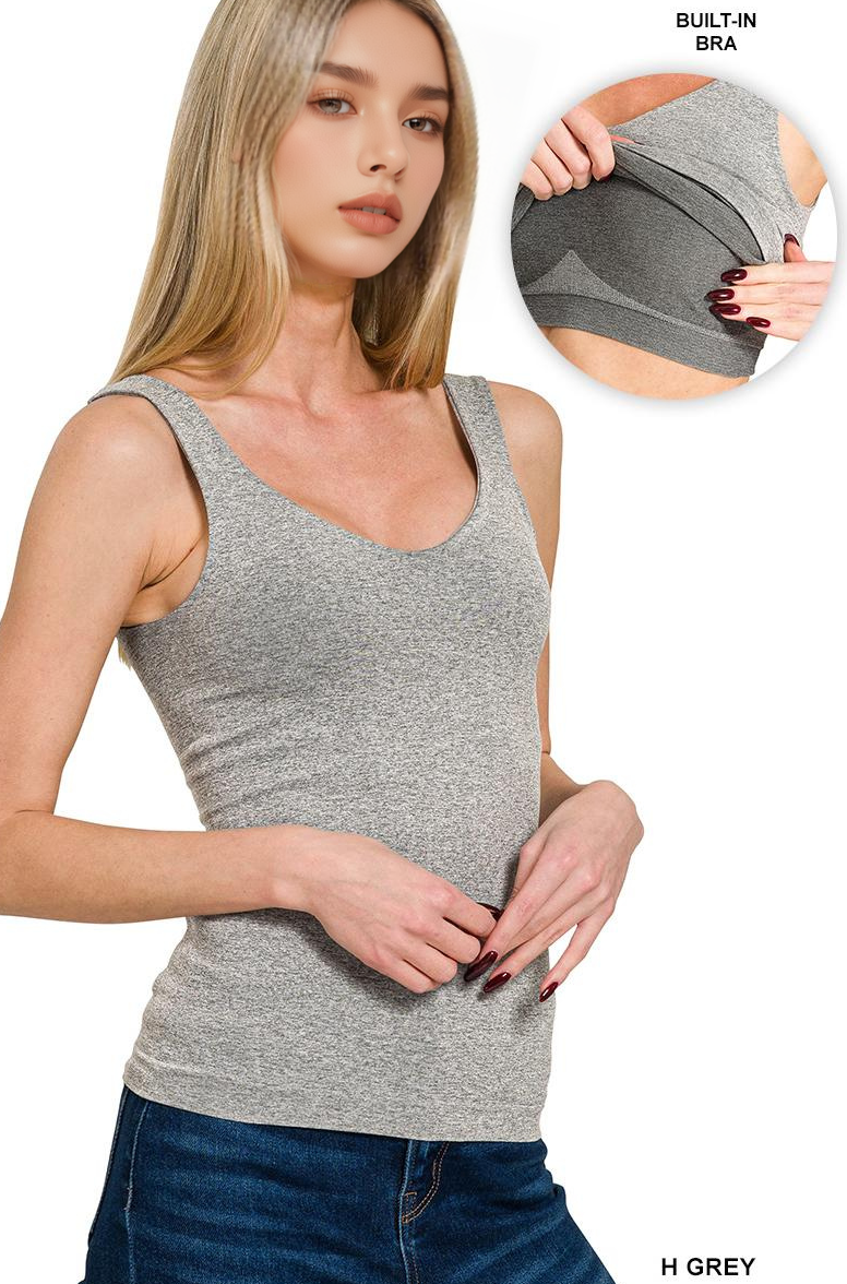 42POPS - Seamless Tank Top w/ Built-in Bra Zenana