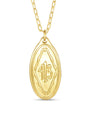 Gold necklace with a pendant featuring the number 413 on a white background