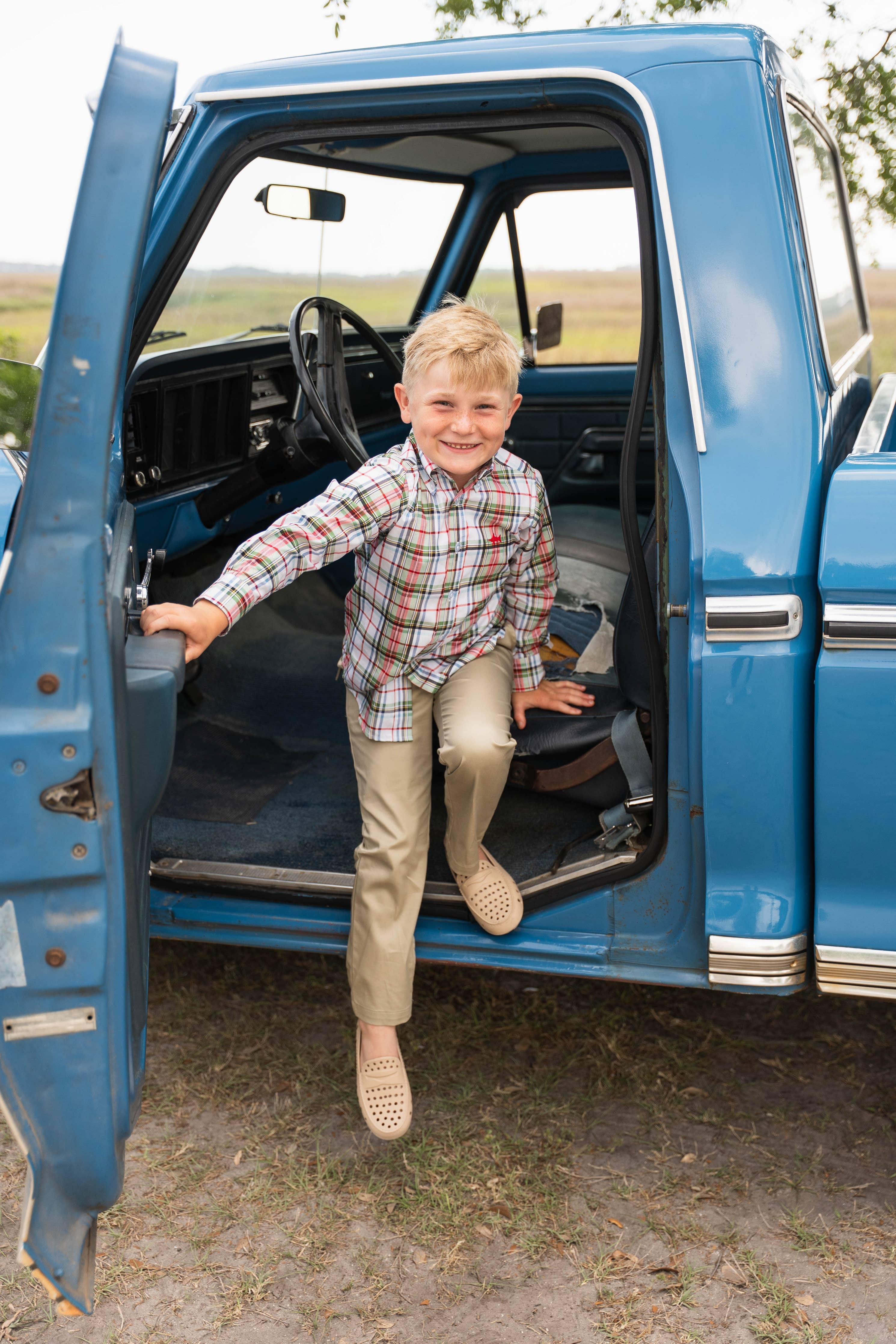 Saltwater Boys Company - Carter Oxford Boys Shirt Creme Plaid 