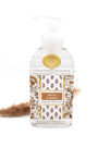 Spiced pumpkin foaming hand soap in clear pump bottle with gold seal, 15 oz