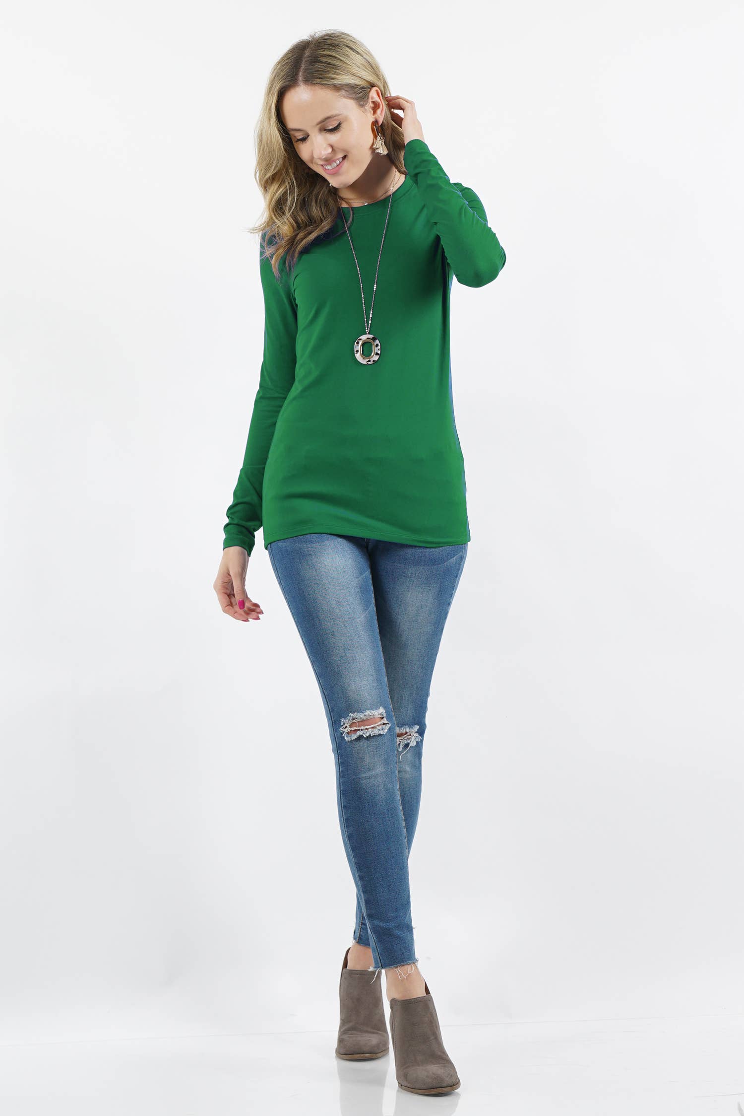 42POPS - `Microfiber Long Sleeve Tee Zenana