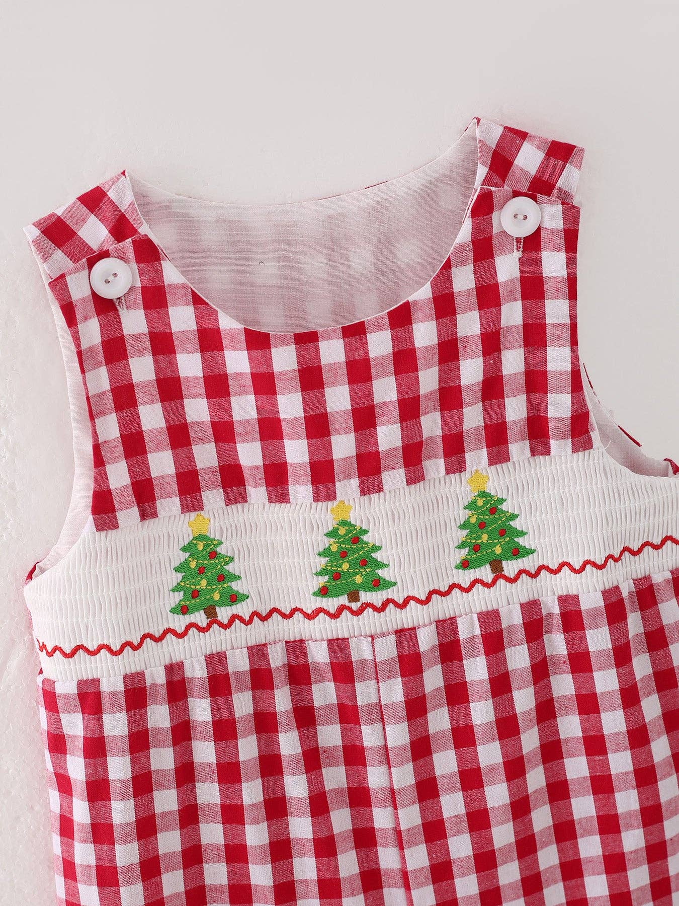 Rylee Faith Designs - Christmas Tree Smocking Embroidered Boys Romper