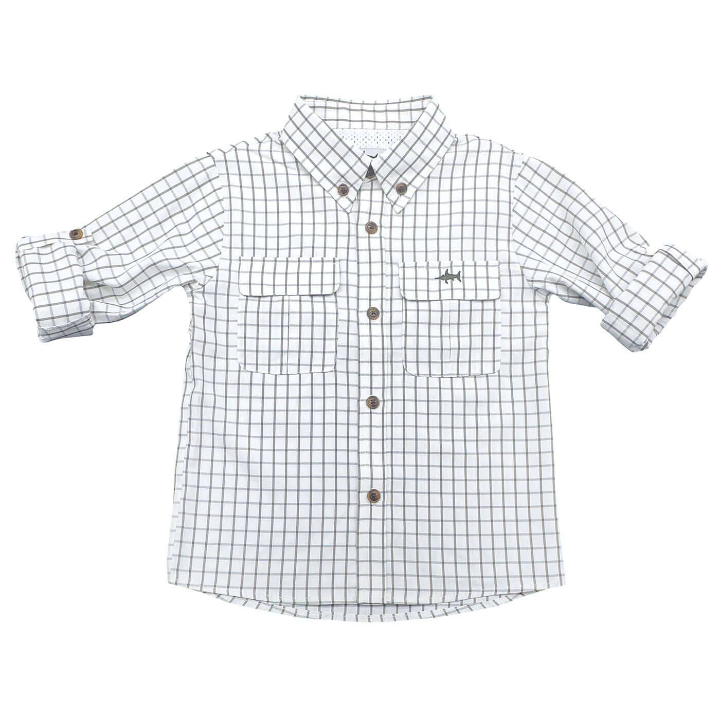 Saltwater Boys Company - Flagler Boys Fishing Shirt Olive & White Plaid
