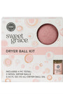 Sweet Grace dryer ball kit packaging with a pink dryer ball and oil bottle on a white background