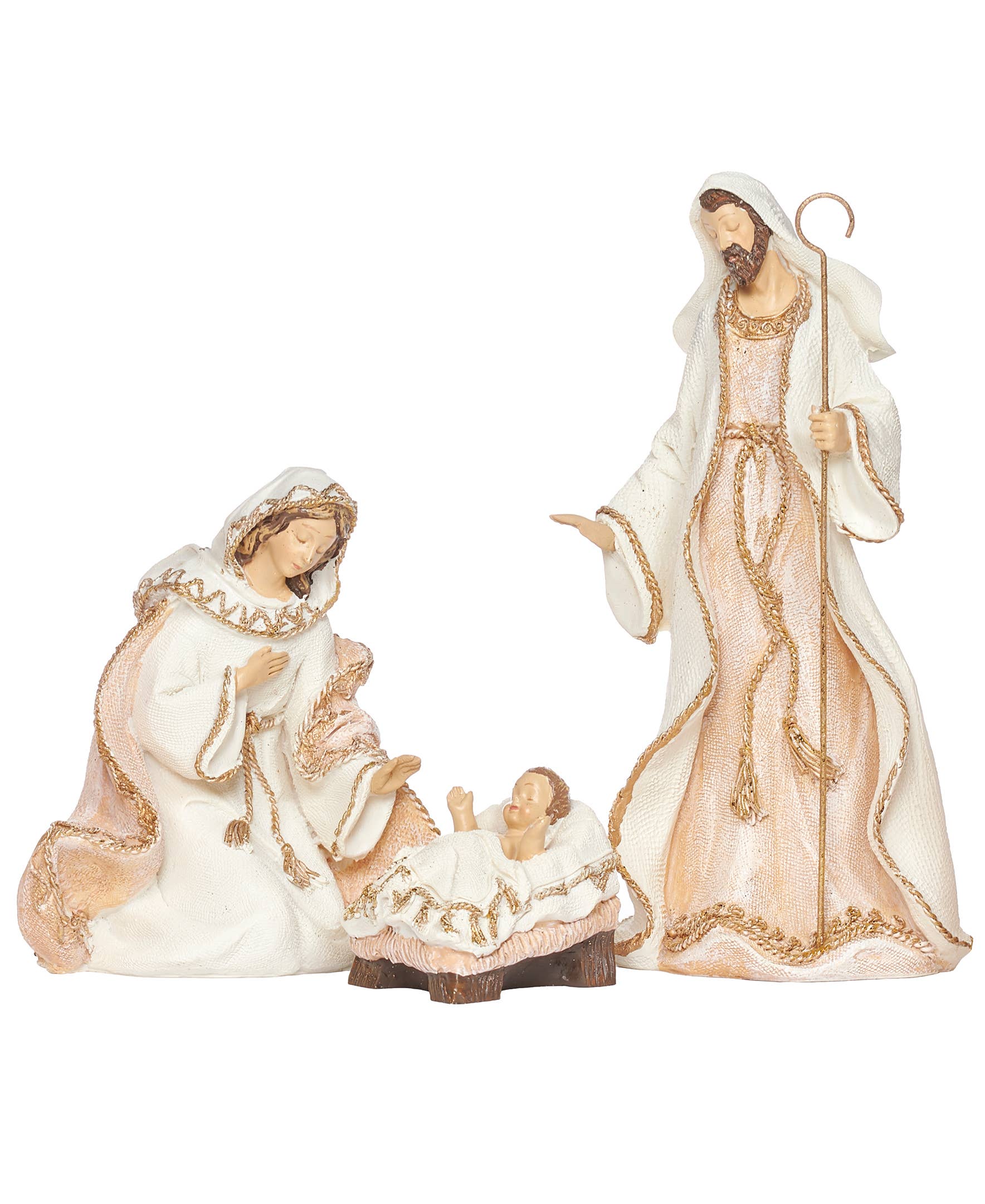 Roman - Woven Gold Trim Fabric Nativity; 7-piece Set