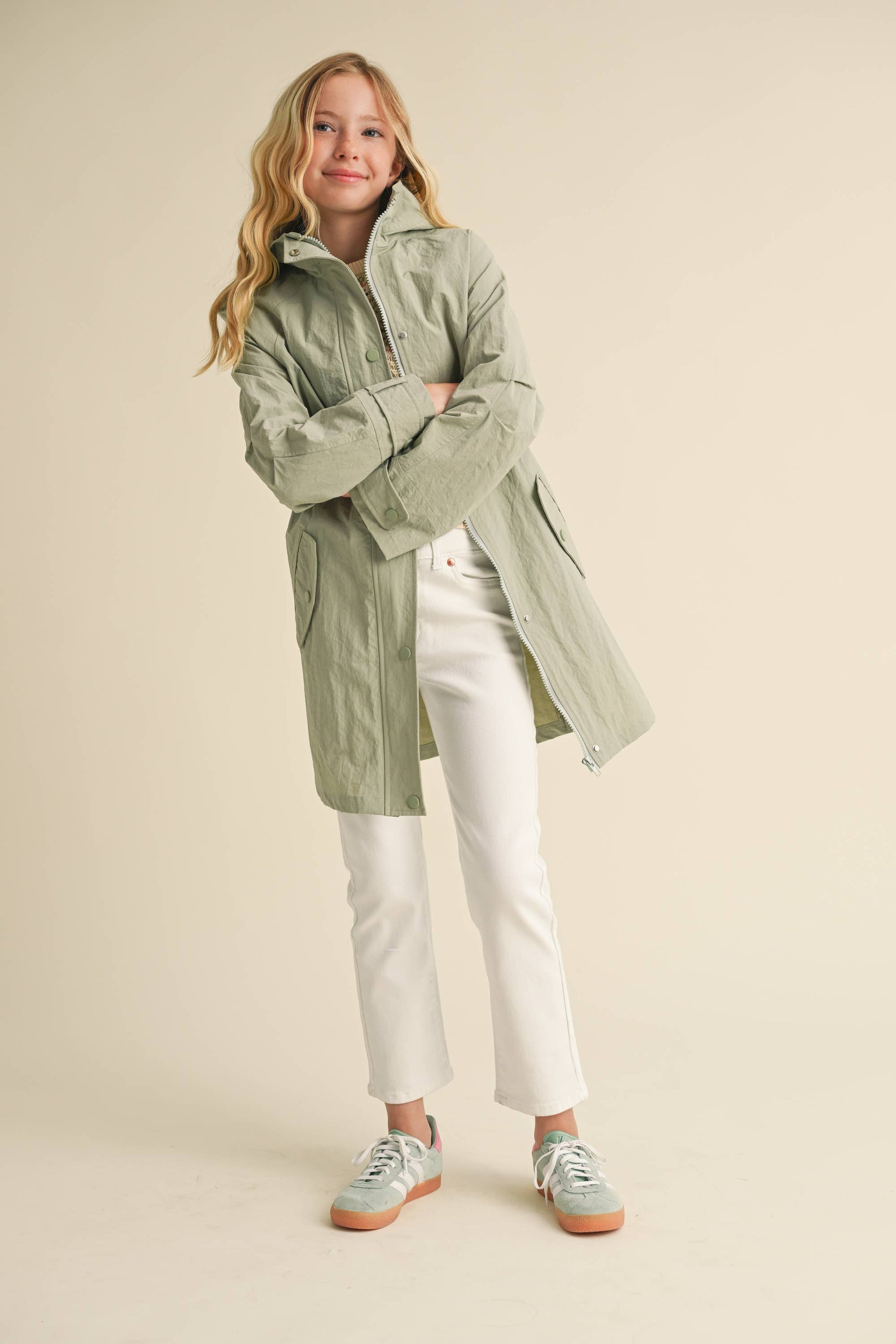 heart and arrow - TWEEN KIDS GIRLS LIGHTWEIGHT LONG PARKA (7-14)