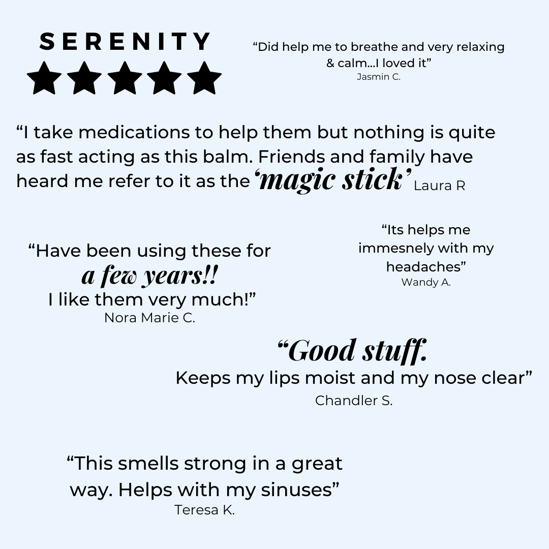 Product reviews for 'Serenity' on a white background