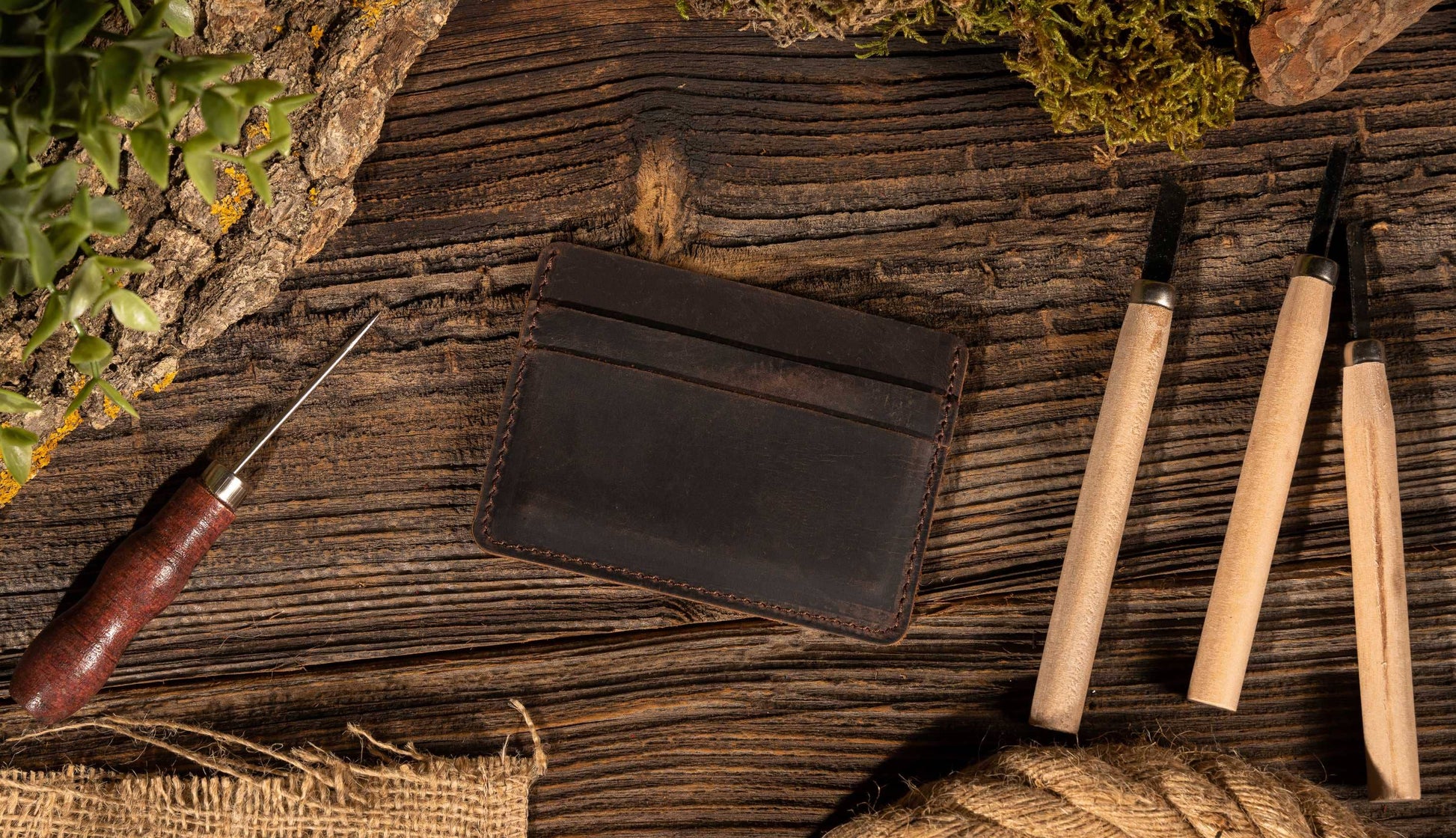 American Leather Goods - Leather Card Holder Wallet, Handmade Wallet for Men