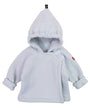 Light blue baby hoodie with a hood on a white background